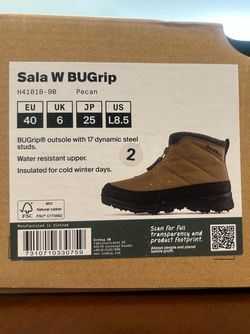 Icegrip Women’s Sala BUGrip Winter Boots with Studs - (Pecan) Brown/Black